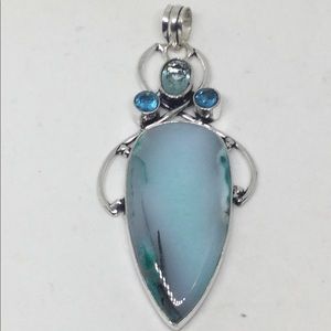 Dendrite Opal Pendant with Aquamarine - SOLD